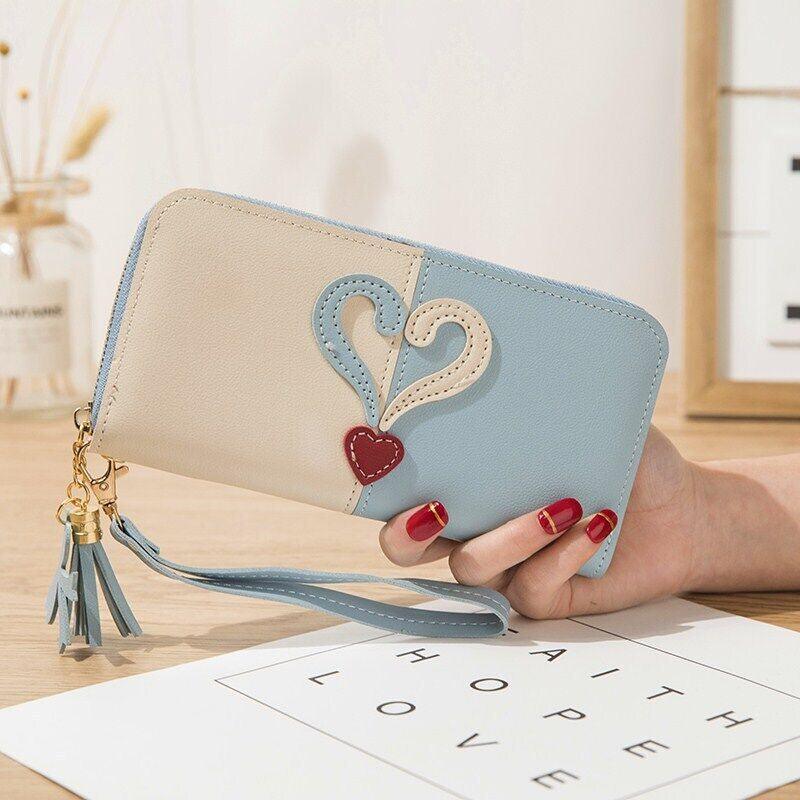 Women Zipper Leather Long Wallet Large Capacity Card Holder Tassel Clutch Purse - Toi ‘n’ Moi Ltd