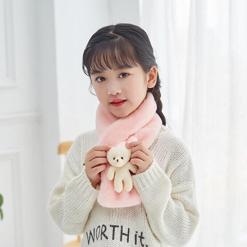 Fur Plush Thicken Kids Gift Plush Scarf Warm Bib Bear Cross Scarf Neckerchief UK - Toi ‘n’ Moi Ltd