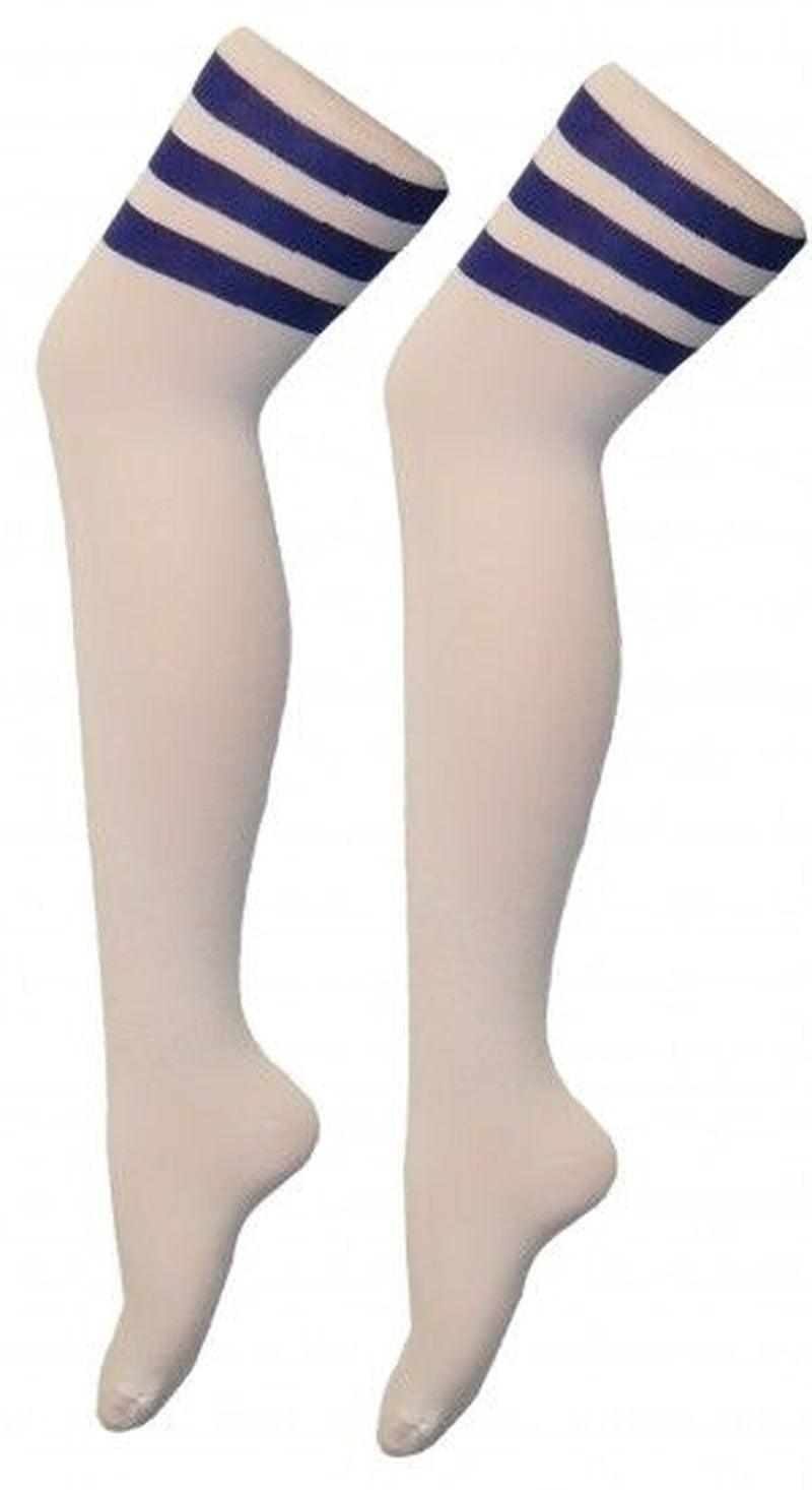 Womens Ladies Black White over the Knee Stretch Fancy Dress Socks 4-7 - Toi ‘n’ Moi Ltd