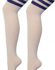 Womens Ladies Black White over the Knee Stretch Fancy Dress Socks 4-7 - Toi ‘n’ Moi Ltd
