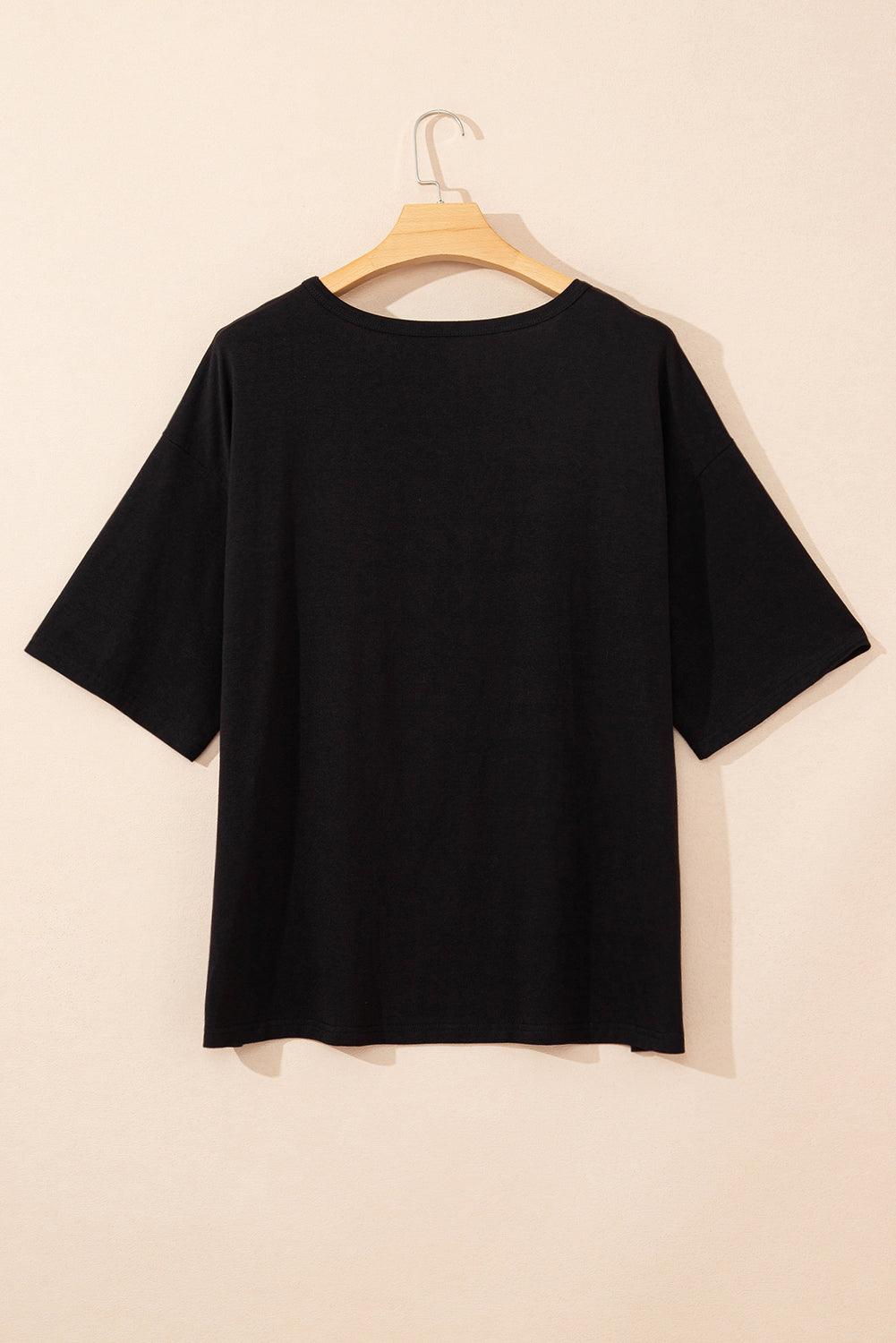 Black Checkerd DESERT DREAMS Printed Ripped Plus Size Tee - Toi ‘n’ Moi Ltd