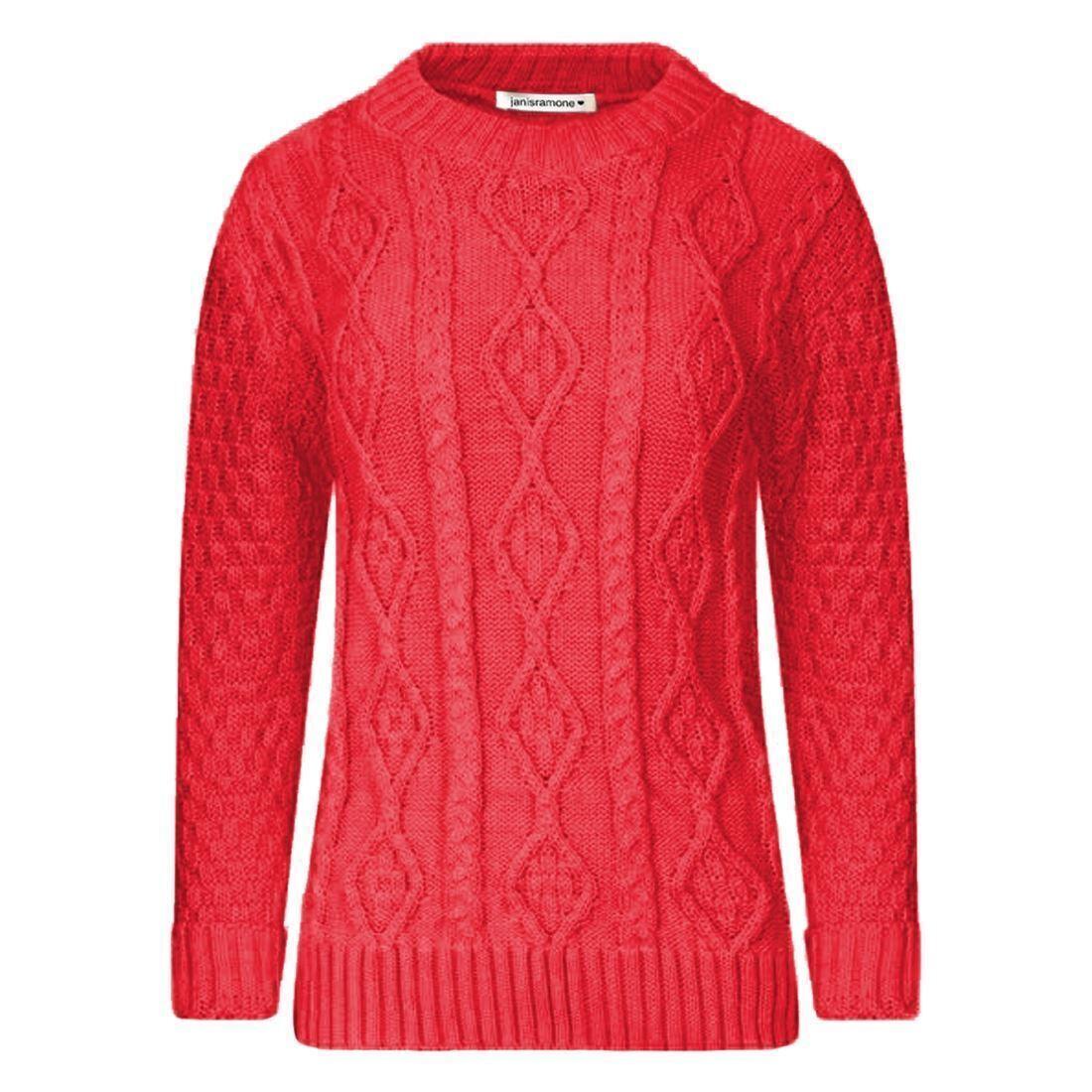 Women Long Sleeve Chunky Cable Knitted Crew Neck Winter Sweater Jumper Top - Toi ‘n’ Moi Ltd