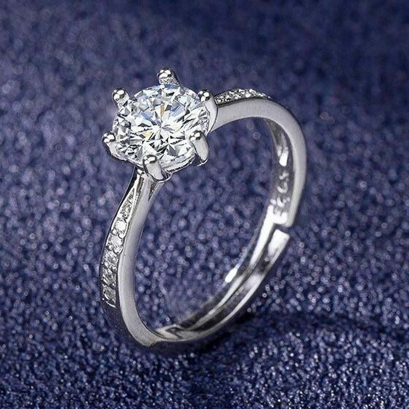 Crystal Stone Adjustable Ring 925 Sterling Silver Womens Girls Jewellery Gift UK - Toi ‘n’ Moi Ltd