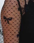 Black Bow Pattern Accent Mesh Long Sleeve Top - Toi ‘n’ Moi Ltd
