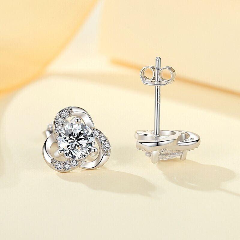 Womens Girls 925 Sterling Silver Crystal Swirl Stud Earrings Jewellery Gift UK - Toi ‘n’ Moi Ltd