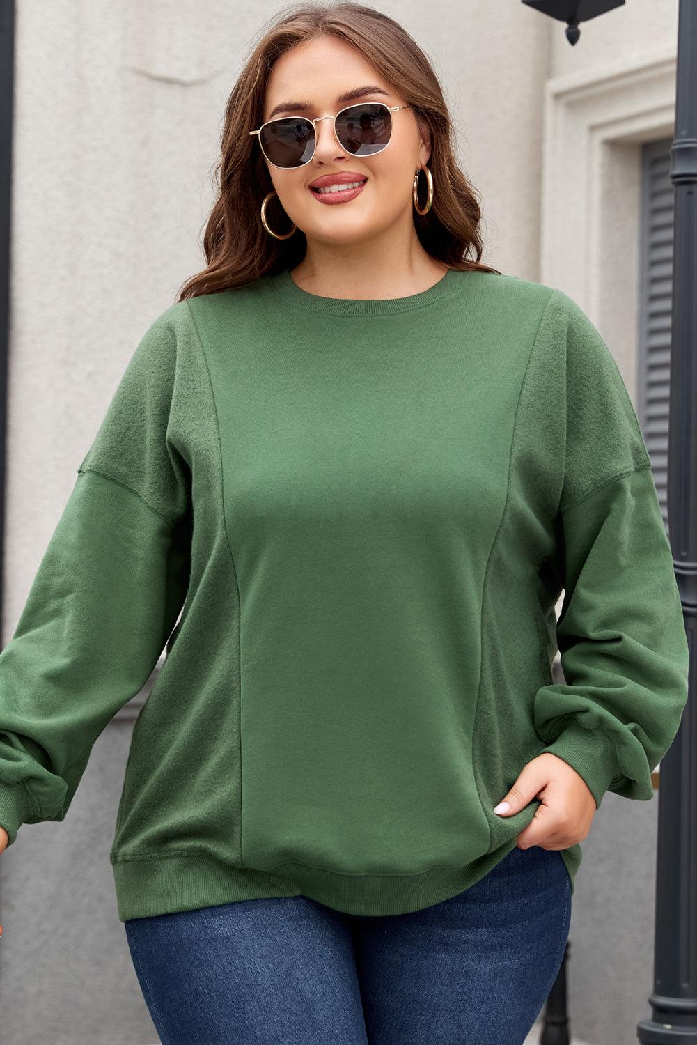 Black Loose Patchwork Crewneck Plus Size Sweatshirt - Toi ‘n’ Moi Ltd