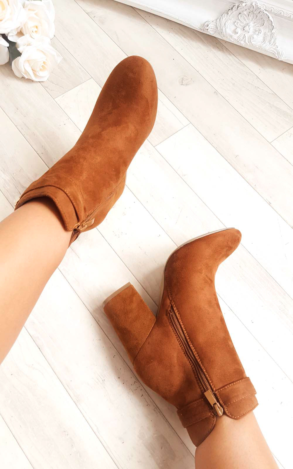 Buckle Faux Suede Ankle Boots - Toi ‘n’ Moi Ltd