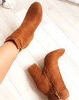 Buckle Faux Suede Ankle Boots - Toi ‘n’ Moi Ltd