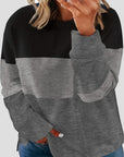 Black Crew Neck Colorblock Plus Size Sweashirt - Toi ‘n’ Moi Ltd