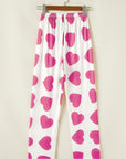Pink Ruffled Tank Top And Heart Print Pants Lounge Set