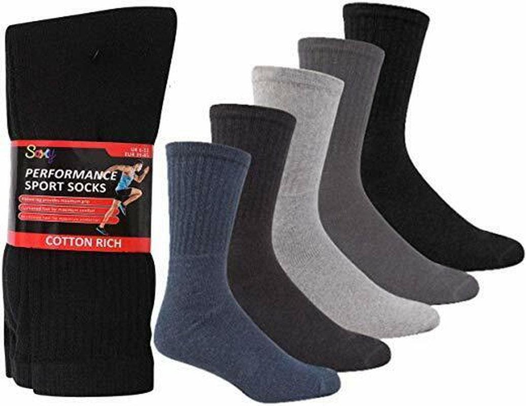10/20 Pairs Mens Cotton Rich Cushion Sole Sport Socks Shoe Size 6-11 Black White - Toi ‘n’ Moi Ltd