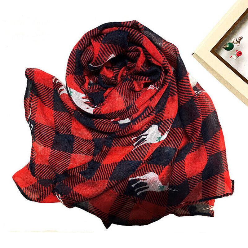 Womens Ladies Christmas Festive Scarf Santa Claus Snowman Print Winter Gifts UK - Toi ‘n’ Moi Ltd