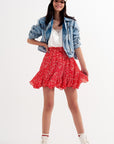 Floral Flounce Co-Ord Mini Skirt in Red - Toi ‘n’ Moi Ltd