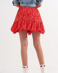 Floral Flounce Co-Ord Mini Skirt in Red - Toi ‘n’ Moi Ltd