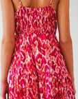 Floral Print Maxi Dress With v Neck in Pink