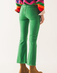 High Waist Flare Jean in Green