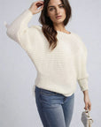Cut Out Tie Bow Sleeve Detail Chunky Knitted Top