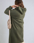 Open Front Folded Sleeve Long Coat Jacket