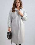 Open Front Folded Sleeve Long Coat Jacket