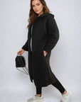 Open Front Folded Sleeve Long Coat Jacket