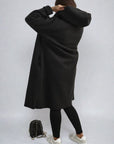 Open Front Folded Sleeve Long Coat Jacket