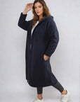 Open Front Folded Sleeve Long Coat Jacket