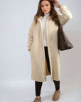 Open Front Folded Sleeve Long Coat Jacket