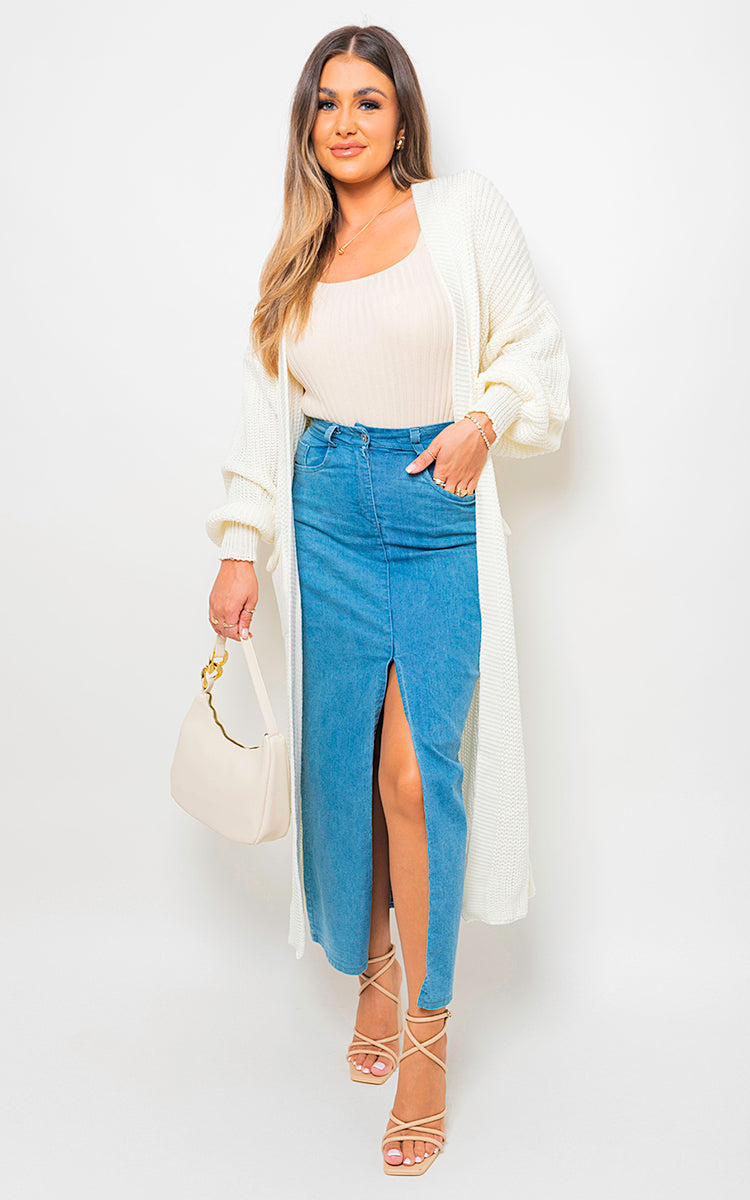 Chunky Knitted Balloon Sleeve Long Maxi Cardigan - Toi ‘n’ Moi Ltd
