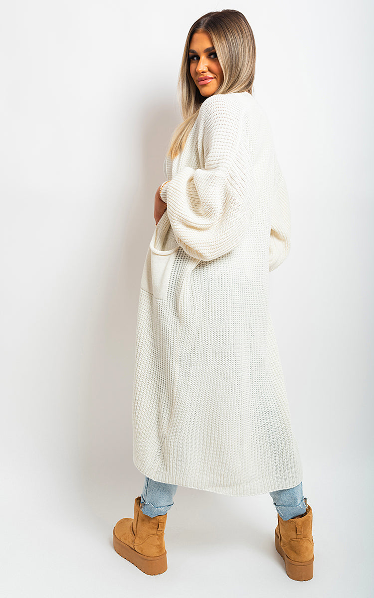 Chunky Knitted Balloon Sleeve Long Maxi Cardigan - Toi ‘n’ Moi Ltd