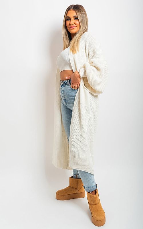 Chunky Knitted Balloon Sleeve Long Maxi Cardigan - Toi ‘n’ Moi Ltd