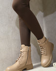 Lace Up Buckle Chunky Combat Boots