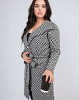 Check Print Full Sleeve Notched Lapel Collar Neck Belted Coat - Toi ‘n’ Moi Ltd
