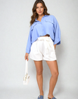High Waist Tie Belt Paper Bag Shorts