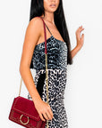 Faux Suede Gold Chain Shoulder Bag