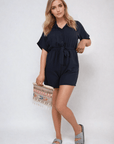 Buttoned Tie Waist Romper - Toi ‘n’ Moi Ltd