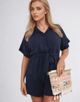 Buttoned Tie Waist Romper - Toi ‘n’ Moi Ltd