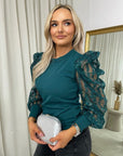 Puff Sleeve Lace Long Sleeve Top