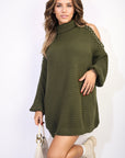 High Neck Oversized Open Shoulder Long Sleeve Knitted Jumper