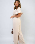 Wrap Over Tie Belt Frill Sleeve Jumpsuit