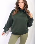 Oversized Ruched Sleeves Knitted Hoodie with Ribbon Detail