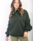 Oversized Ruched Sleeves Knitted Hoodie with Ribbon Detail