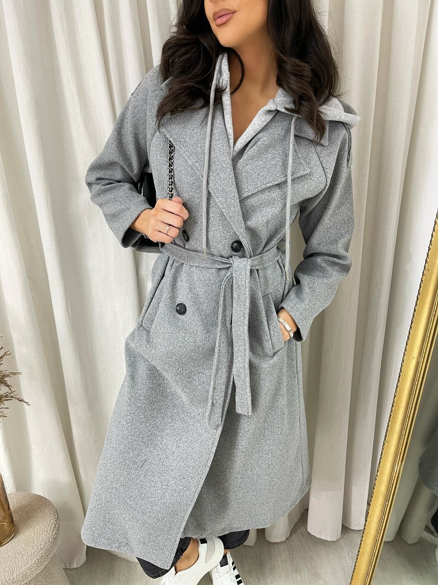 Belted Button Hooded Trench Coat - Toi ‘n’ Moi Ltd