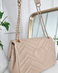 Faux Leather Chain Strap Shoulder Bag