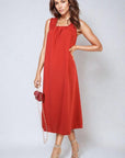 Square Neckline Ruffle Straps Tie Detail Beach Midi Dress - Toi ‘n’ Moi Ltd