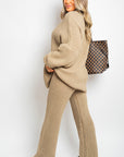 Chunky Knitted Button Up Cardigan Wide Leg Trousers Co-ord Set - Toi ‘n’ Moi Ltd