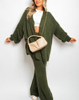 Chunky Knitted Button Up Cardigan Wide Leg Trousers Co-ord Set - Toi ‘n’ Moi Ltd