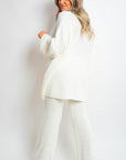 Chunky Knitted Button Up Cardigan Wide Leg Trousers Co-ord Set - Toi ‘n’ Moi Ltd
