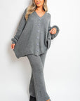 Chunky Knitted Button Up Cardigan Wide Leg Trousers Co-ord Set - Toi ‘n’ Moi Ltd