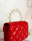 Fold Over bag with Pearl Handle