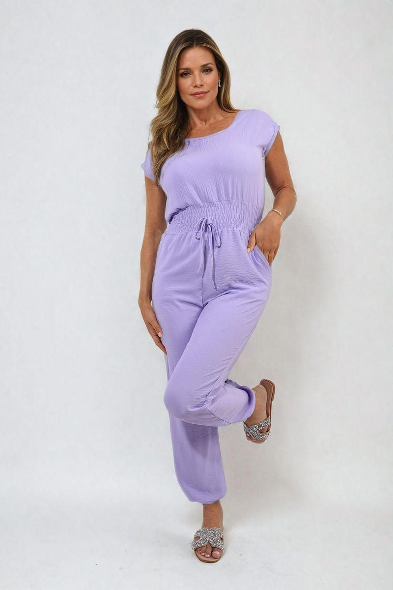 Short Sleeve Cinched Waist Jumpsuit - Toi ‘n’ Moi Ltd